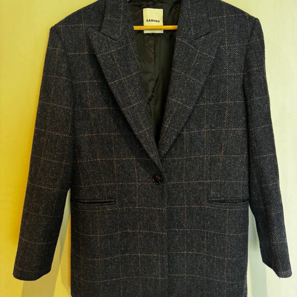 Sandro - Checked tailored jacket blazer - deep bleu - SMALL - Picture 2 of 4